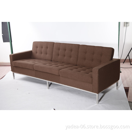 Replica furniture florence knoll sofa in cashmere stainless steel frame